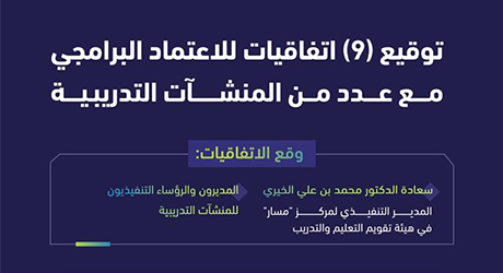 الهيئة توقع اتفاقيات الاعتماد البرامجي لبرامج التدريب المنتهية بمؤهل